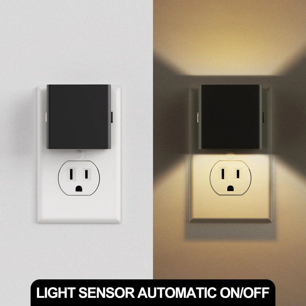 2-Pack LED Plug-in Night Lights With Dusk To Dawn Sensor, 3-Brightness Levels, Modern Wall Light For Hallway, Bedroom 4 2-Pack LED Plug-in Night Lights With Dusk To Dawn Sensor, 3-Brightness Levels, Modern Wall Light For Hallway, Bedroom - Image 2