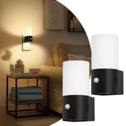 LED Motion Sensor Night Light Plug 100LM Dimmable, 3000K Soft White, Auto On/Off (6-Pack) -Lamp Parts emeritpro night lights hg gy11102us 6ap3 1f 1000