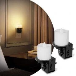 Candle LED Night Light Plug In 2-Pack, Dusk To Dawn 3000K Soft White -Lamp Parts emeritpro night lights hg gy11402us 2ap3 4f 1000
