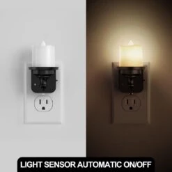 Candle LED Night Light Plug In 2-Pack, Dusk To Dawn 3000K Soft White -Lamp Parts emeritpro night lights hg gy11402us 2ap3 fa 1000