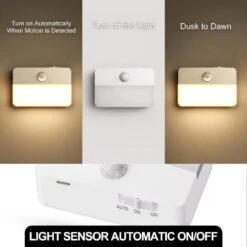 1-Light LED Motion Sensor Night Light, Rechargeable LED Night Light,2-Pack -Lamp Parts emeritpro night lights hg gy11602 2ap3 1f 1000