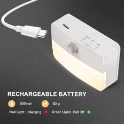 1-Light LED Motion Sensor Night Light, Rechargeable LED Night Light,2-Pack -Lamp Parts emeritpro night lights hg gy11602 2ap3 44 1000