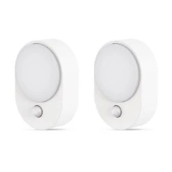 6-Pack 0. 6W Plug-In Motion Sensor Night Light Oval Design With White Finish, 3000K, 3 Adjustable Modes