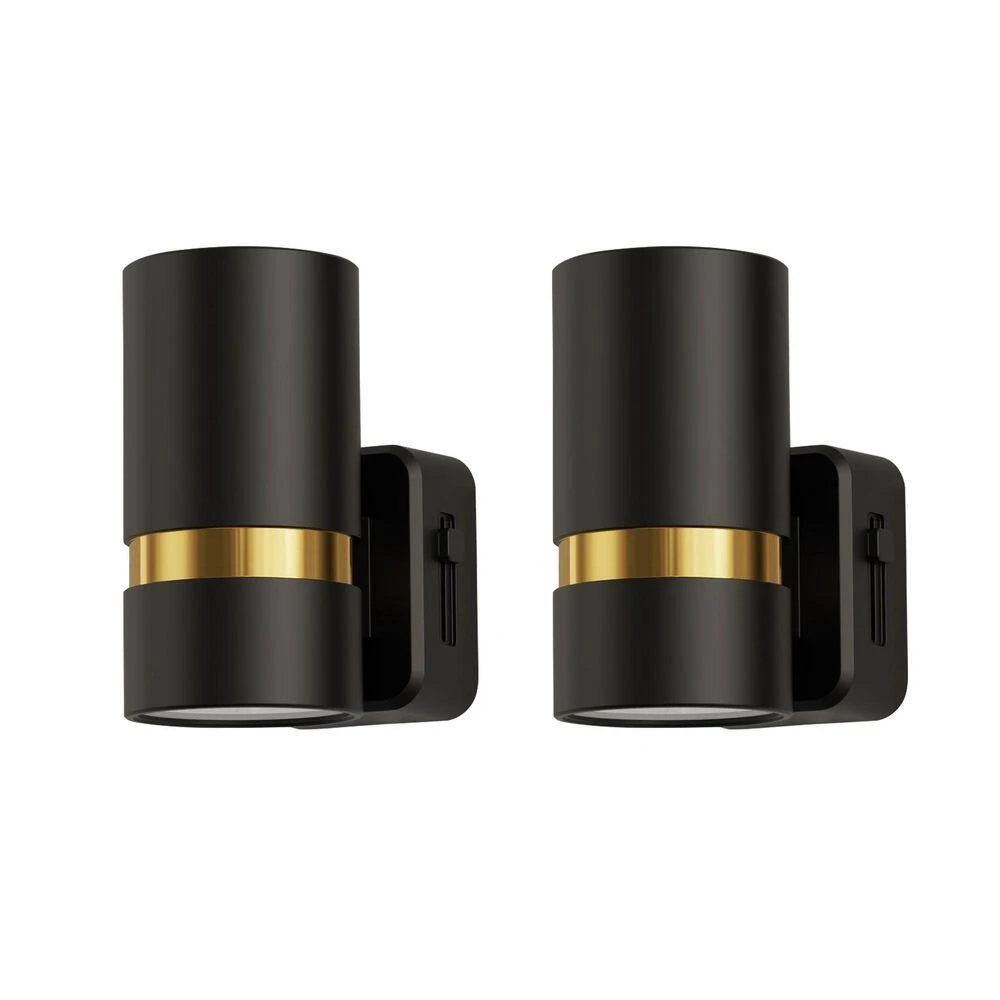 6-Pack Plug-in Motion Sensor Night Light Cylindrical Design With Black Finish And Gold Accent, 3000K, 3-Adjustable Modes 3 6-Pack Plug-in Motion Sensor Night Light Cylindrical Design With Black Finish And Gold Accent, 3000K, 3-Adjustable Modes