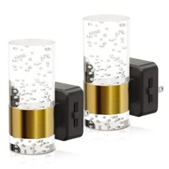 Modern Plug-in LED Night Light 2-Pack, Dimmable Acrylic Wall Sconce With Sensor, 3000K Warm Glow, 0-100LM