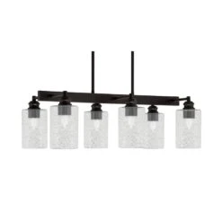 Albany 6-Light Espresso Billiard Light, Any Room With 4 In. Smoke Bubble Glass Shades No Bulbs Included
