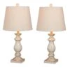 Pair Of 26 In. Antique Balustrade Column Resin Table Lamps In A Antique White -Lamp Parts fangio lighting lamp sets w 6233 2pk 64 1000
