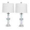 Pair Of 26.5 In. Candlestick Resin Table Lamps In A Cottage Antique Blue -Lamp Parts fangio lighting lamp sets w 6238cabl 2pk 64 1000