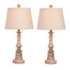Pair Of 26.5 In. Distressed Resin Table Lamps In A Cottage Antique Beige -Lamp Parts fangio lighting lamp sets w 6240cabg 2pk 64 1000