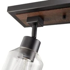 Globe Electric Griffith 25 In. 3-Light Faux Wood And Matte Black Track Lighting With Clear Glass Shades -Lamp Parts faux wood globe electric track lighting kits 59798 4f 1000