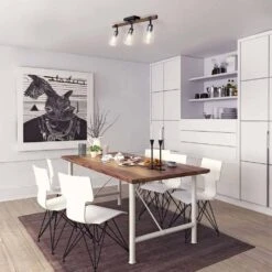 Globe Electric Austin 2 Ft. 3-Light Faux Wood Fixed Track Lighting Kit With Matte Black Accents And Clear Glass Shades -Lamp Parts faux wood globe electric track lighting kits 91000117 4f 1000