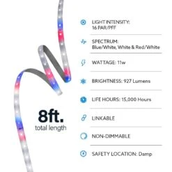 11-Watt 8 Ft. Linkable Indoor And Greenhouse Seeding, Vegetation, Flowering Plant Specialty Tape LED Grow Light (4-Pack) -Lamp Parts feit electric led strip lights tape48growled 4 77 1000