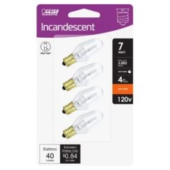 7-Watt Equivalant C7 2700K Clear Incandescent E12 Night Light Bulb (4-Pack) -Lamp Parts feit electric night lights bp7c7 4 hdrp 40 1000