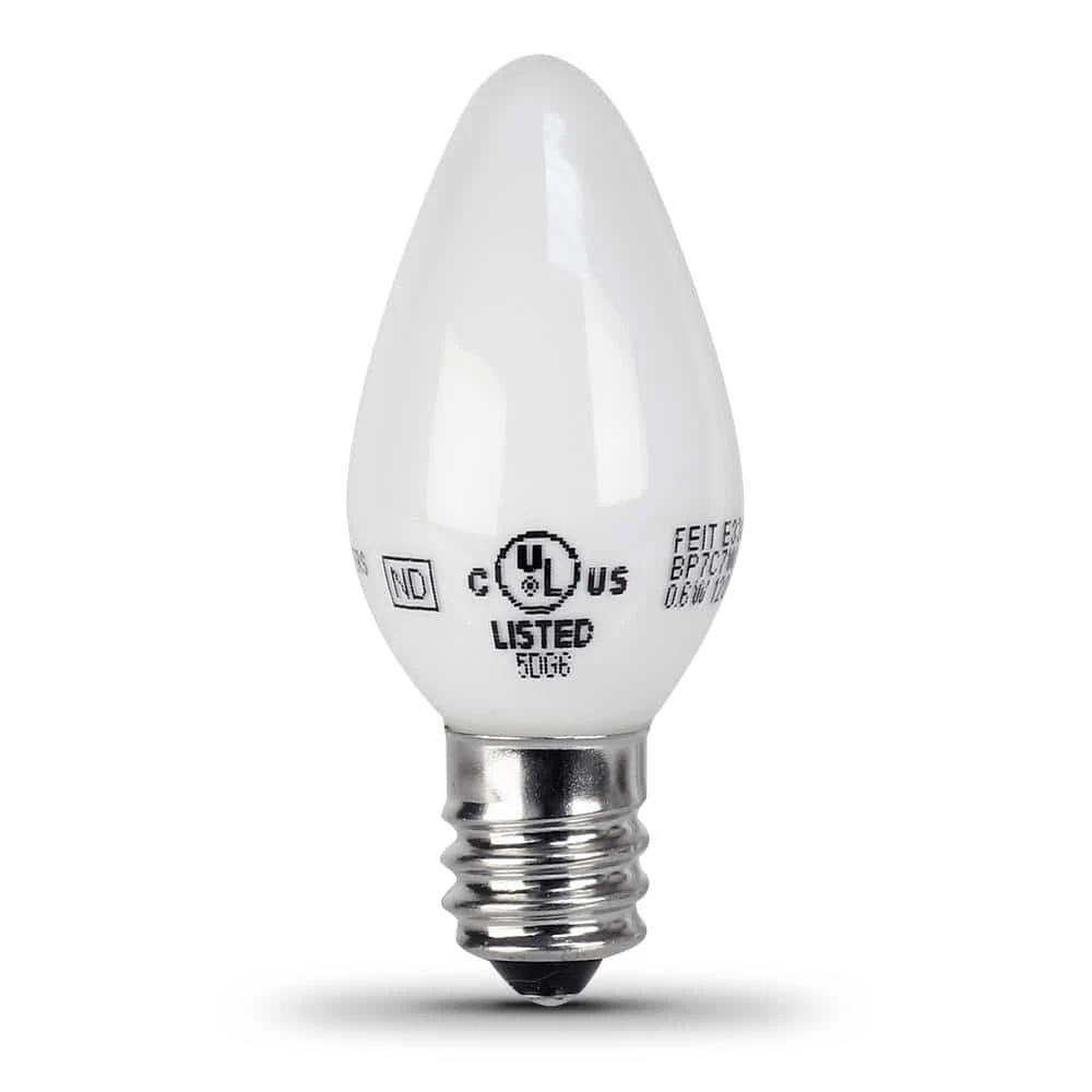 7-Watt Equivalent C7 White Replacement E12 Candelabra Base LED Night Light Bulb, Soft White 2700K (12-Pack) 9 7-Watt Equivalent C7 White Replacement E12 Candelabra Base LED Night Light Bulb, Soft White 2700K (12-Pack) - Image 7