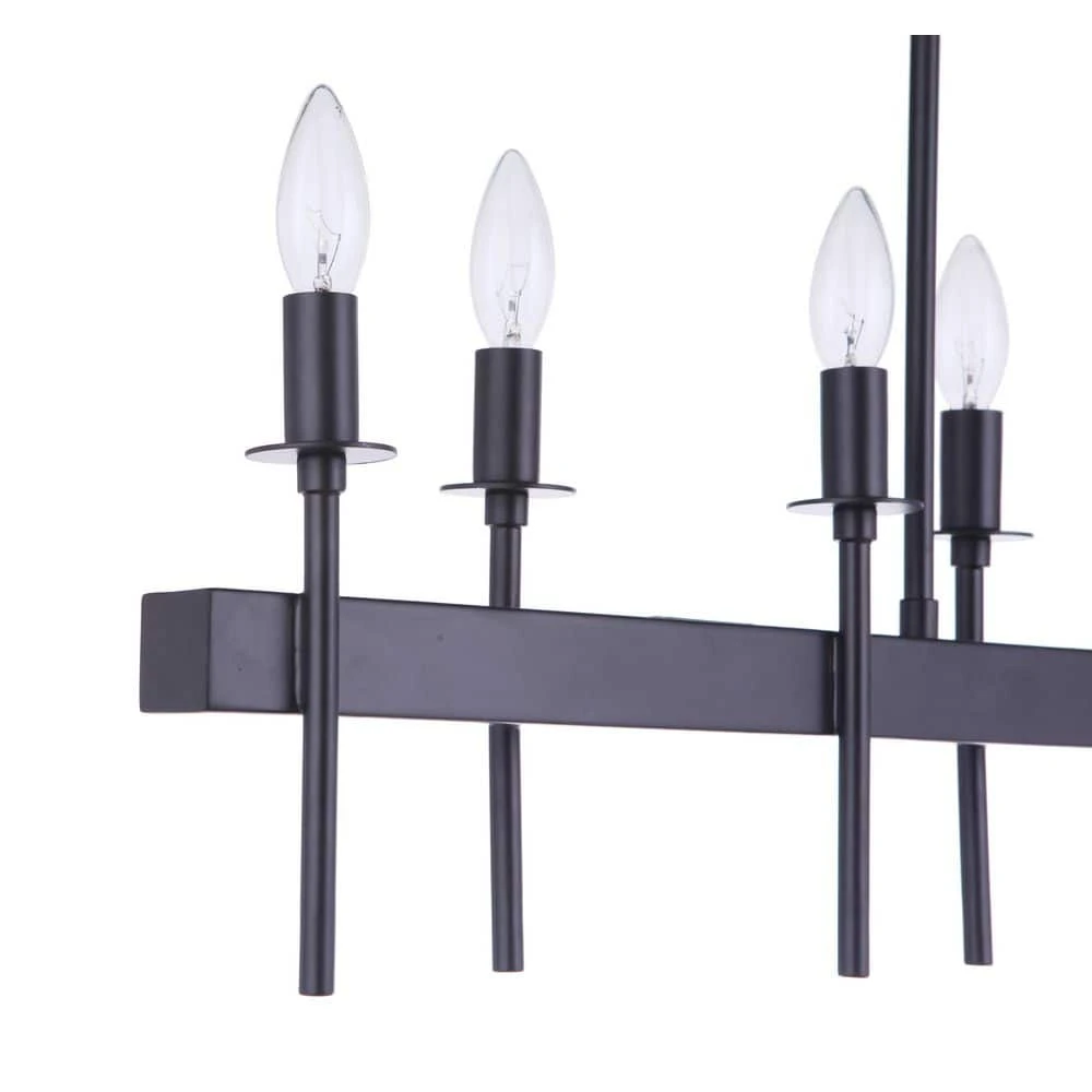 Larrson 60 Watt 8-Light Flat Black Finish Linear Dining/Kitchen Island Pendant Light, No Bulbs Included 6 Larrson 60 Watt 8-Light Flat Black Finish Linear Dining/Kitchen Island Pendant Light, No Bulbs Included - Image 4