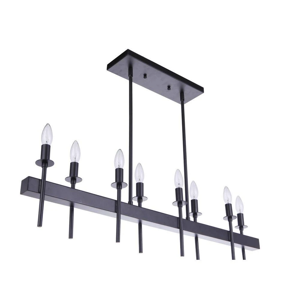 Larrson 60 Watt 8-Light Flat Black Finish Linear Dining/Kitchen Island Pendant Light, No Bulbs Included 7 Larrson 60 Watt 8-Light Flat Black Finish Linear Dining/Kitchen Island Pendant Light, No Bulbs Included - Image 5
