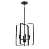 Stowe 60 Watt 4-Light Flat Black Finish Cylinder Foyer Chandelier Pendant Light, No Bulbs Included -Lamp Parts flat black craftmade pendant lights 647881234096 64 1000
