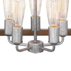 Boswell Quarter 20 In. 5-Light Silver Coastal Pendant Light With Chestnut Wood Accents For Kitchens And Dining Rooms -Lamp Parts galvanized hampton bay pendant lights 7949hdcgldi 4f 1000