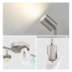 4-Light 2 Ft. Galvanized Nickel Ceiling Mounted Hardwired Track Lighting Kit With Adjustable Heads And 4-Bulbs Included -Lamp Parts galvanized nickel merra track lighting kits tcl cr04 ni bnhd 1 44 1000