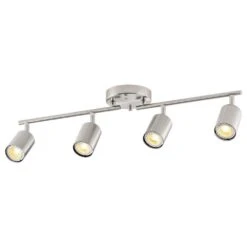 4-Light 2 Ft. Galvanized Nickel Ceiling Mounted Hardwired Track Lighting Kit With Adjustable Heads And 4-Bulbs Included -Lamp Parts galvanized nickel merra track lighting kits tcl cr04 ni bnhd 1 c3 1000