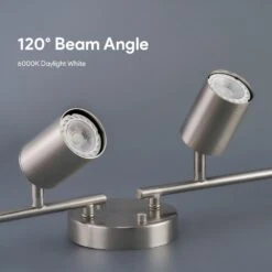 4-Light 2 Ft. Galvanized Nickel Ceiling Mounted Hardwired Track Lighting Kit With Adjustable Heads And 4-Bulbs Included -Lamp Parts galvanized nickel merra track lighting kits tcl cr04 ni bnhd 1 fa 1000