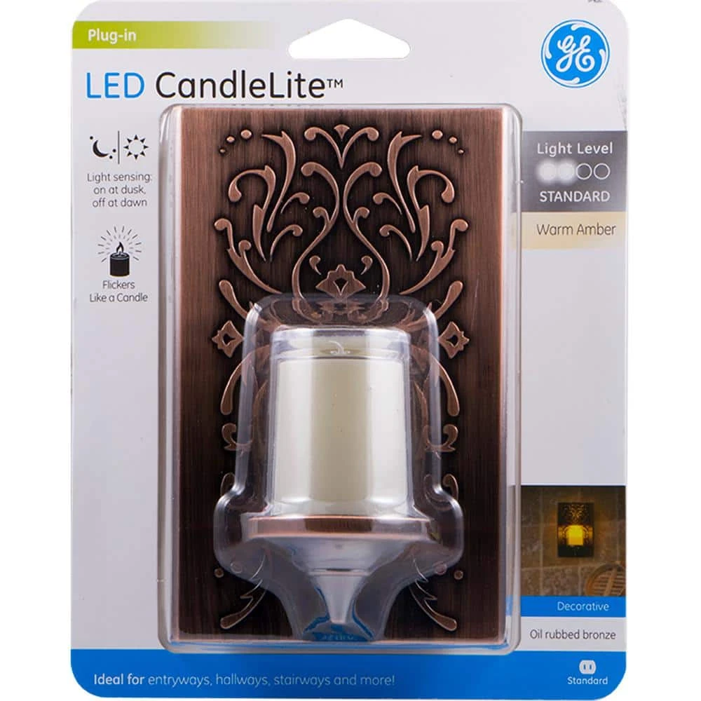 0.5-Watt Oil-Rubbed Plug In Light Sensing Integrated LED Flicker Night Light 8 0.5-Watt Oil-Rubbed Plug In Light Sensing Integrated LED Flicker Night Light - Image 6