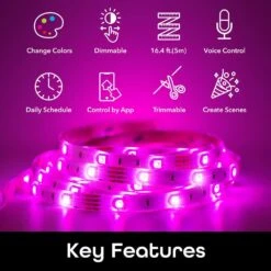 16.4 Ft. Smart Wi-Fi Multi-Color LED Strip Lights, Under Cabinet Light, Compatible With Alexa And Google Assistant 13 16.4 Ft. Smart Wi-Fi Multi-Color LED Strip Lights, Under Cabinet Light, Compatible With Alexa And Google Assistant -Lamp Parts geeni led strip lights gn ew006 999 66 1000