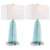24.5 In. Modern Table Lamps, Light Green Shaped Glass Bedside Lamp For Bedroom With USB C+A Ports (2 Bulbs Included) -Lamp Parts glass rottogoon table lamps palp158bg2 64 1000