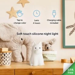 Globe Electric 6.69 In. Rechargeable Tucker Dog Multi-Color Changing Integrated LED Silicone Touch Activated Night Light Lamp, White -Lamp Parts globe electric night lights 13285 fa 1000