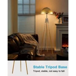 67 In. Glod Tripod Floor Lamp For Living Room With Arc Lamp Shade, Vintage Standing Lamps With E26 Bulb Included -Lamp Parts glod floor lamps lfll 68 g 1f 1000