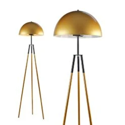 67 In. Glod Tripod Floor Lamp For Living Room With Arc Lamp Shade, Vintage Standing Lamps With E26 Bulb Included