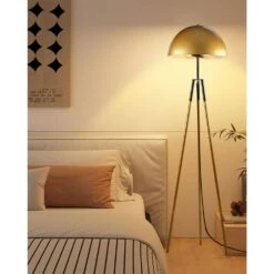 67 In. Glod Tripod Floor Lamp For Living Room With Arc Lamp Shade, Vintage Standing Lamps With E26 Bulb Included -Lamp Parts glod floor lamps lfll 68 g fa 1000
