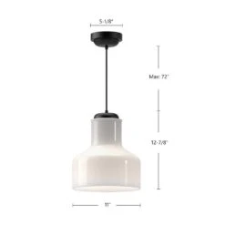 Westlake 11 In. 1 Light 60-Watt Glossy Opal Glass/Matte Black Pendant Light -Lamp Parts glossy opal glass matte black alora mood pendant lights pd540411mbgo 77 1000