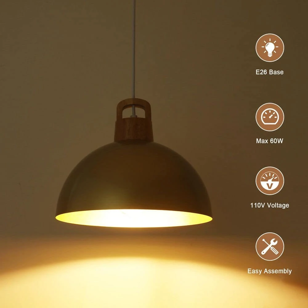 3-Pack 1-Light Gold Vintage Pendant Light Adjustable Ceiling Hanging Lights With Metal Shade 8 3-Pack 1-Light Gold Vintage Pendant Light Adjustable Ceiling Hanging Lights With Metal Shade - Image 6