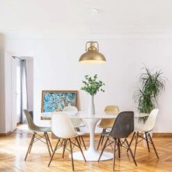 1-Light 11.5 In. Gold Industrial Farmhouse Pendant Light With Metal Shade, No Bulbs Included -Lamp Parts gold adsensty pendant lights hd3 1g zjd00065 1d 1000