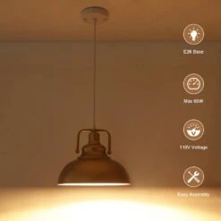 1-Light 11.5 In. Gold Industrial Farmhouse Pendant Light With Metal Shade, No Bulbs Included -Lamp Parts gold adsensty pendant lights hd3 1g zjd00065 66 1000