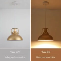 1-Light 11.5 In. Gold Industrial Farmhouse Pendant Light With Metal Shade, No Bulbs Included -Lamp Parts gold adsensty pendant lights hd3 1g zjd00065 a0 1000