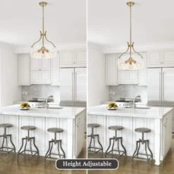 15.75 In. 3-Light Gold Mid-Century Modern Pendant Light With Glass Shade, Bulbs Not Included -Lamp Parts gold adsensty pendant lights hd3 3g zjd00166 40 1000