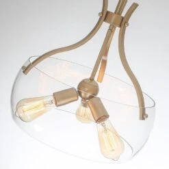 15.75 In. 3-Light Gold Mid-Century Modern Pendant Light With Glass Shade, Bulbs Not Included -Lamp Parts gold adsensty pendant lights hd3 3g zjd00166 4f 1000