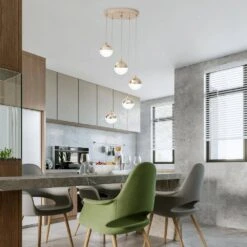 5 X 7-Watt 5-Light Gold Integrated LED Modern Pendant Light For Dining Room -Lamp Parts gold adsensty pendant lights hd3 5 fg d00036 1d 1000