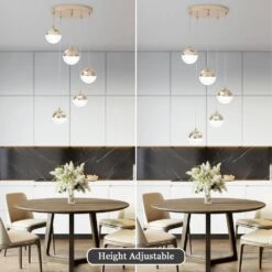 5 X 7-Watt 5-Light Gold Integrated LED Modern Pendant Light For Dining Room -Lamp Parts gold adsensty pendant lights hd3 5 fg d00036 40 1000