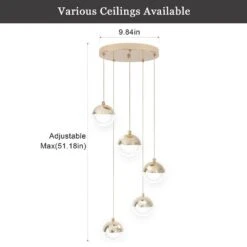5 X 7-Watt 5-Light Gold Integrated LED Modern Pendant Light For Dining Room -Lamp Parts gold adsensty pendant lights hd3 5 fg d00036 77 1000