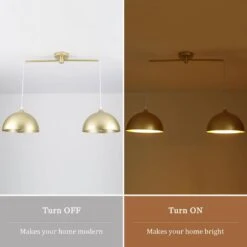 2-Light 34.64 In. Gold Modern Dome Pendant Light With Metal Shade, No Bulbs Included -Lamp Parts gold adsensty pendant lights hd5 2pg d00156 1d 1000