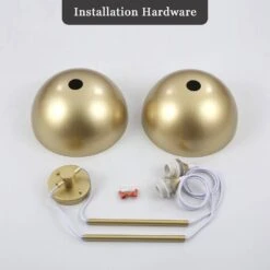 2-Light 34.64 In. Gold Modern Dome Pendant Light With Metal Shade, No Bulbs Included -Lamp Parts gold adsensty pendant lights hd5 2pg d00156 77 1000