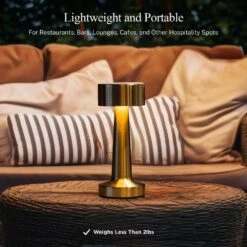 The Chelsea 8.4 In. Gold Modern Cordless Rechargeable Integrated LED Table Lamps 2-Pack -Lamp Parts gold bell howell table lamps 6568 1f 1000