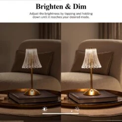 The Alma 11.6 In. Gold Acrylic Crystal Cordless Rechargeable Integrated LED Table Lamps 2-Pack 13 The Alma 11.6 In. Gold Acrylic Crystal Cordless Rechargeable Integrated LED Table Lamps 2-Pack -Lamp Parts gold bell howell table lamps 6591 44 1000