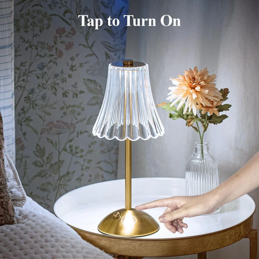 The Alma 11.6 In. Gold Acrylic Crystal Cordless Rechargeable Integrated LED Table Lamps 2-Pack 5 The Alma 11.6 In. Gold Acrylic Crystal Cordless Rechargeable Integrated LED Table Lamps 2-Pack - Image 3