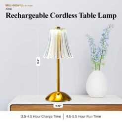 The Alma 11.6 In. Gold Acrylic Crystal Cordless Rechargeable Integrated LED Table Lamps 2-Pack 10 The Alma 11.6 In. Gold Acrylic Crystal Cordless Rechargeable Integrated LED Table Lamps 2-Pack -Lamp Parts gold bell howell table lamps 6591 c3 1000