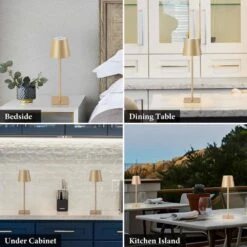 4-Pack 14 In. Gold LED Cordless Table Lamp, 3CCT Dimmable Portable Desk Lamps 16 4-Pack 14 In. Gold LED Cordless Table Lamp, 3CCT Dimmable Portable Desk Lamps -Lamp Parts gold c cattleya table lamps hca2615 4tg fa 1000