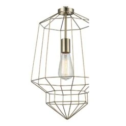 Winfield 1-Light Gold Caged Pendant Light Fixture With Geometric Metal Shade -Lamp Parts gold hampton bay pendant lights kh 001s 1f 1000